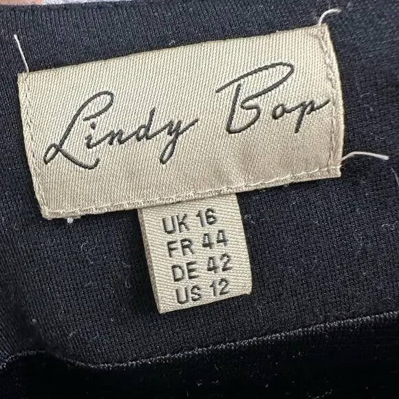 Lindy Bop Dress Polka Dot Off Shoulder Pockets 12 L Retro 40's Twee Rockabilly - Picture 8 of 10